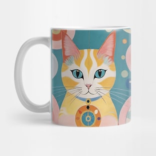 Hilma af Klint's Whimsical Cat Dreamscape: Abstract Reverie Mug